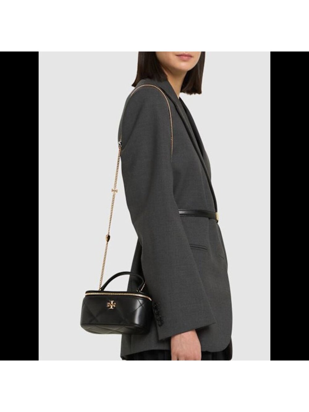 Tory Burch Kira Diamond Quilt Vanity Case Black OS